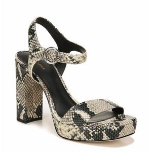 Via Spiga Saville Snake Print Square Toe Heels